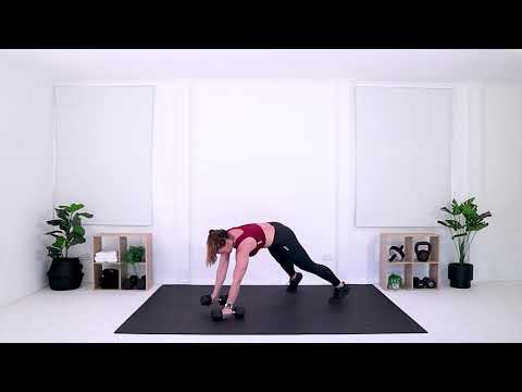Dumbbell Renegade Row to 2 Frogger Burpee - YouTube