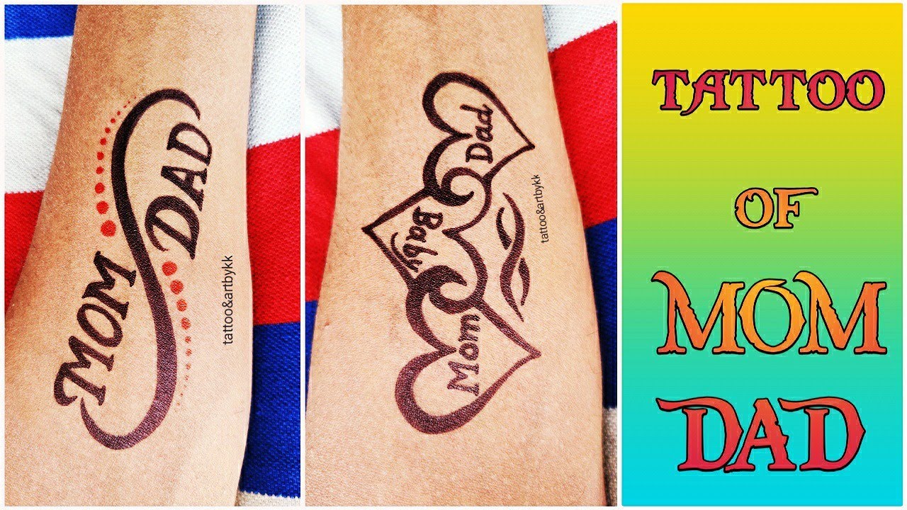 How to make mom dad tattoo at home with marker very easy steps ...