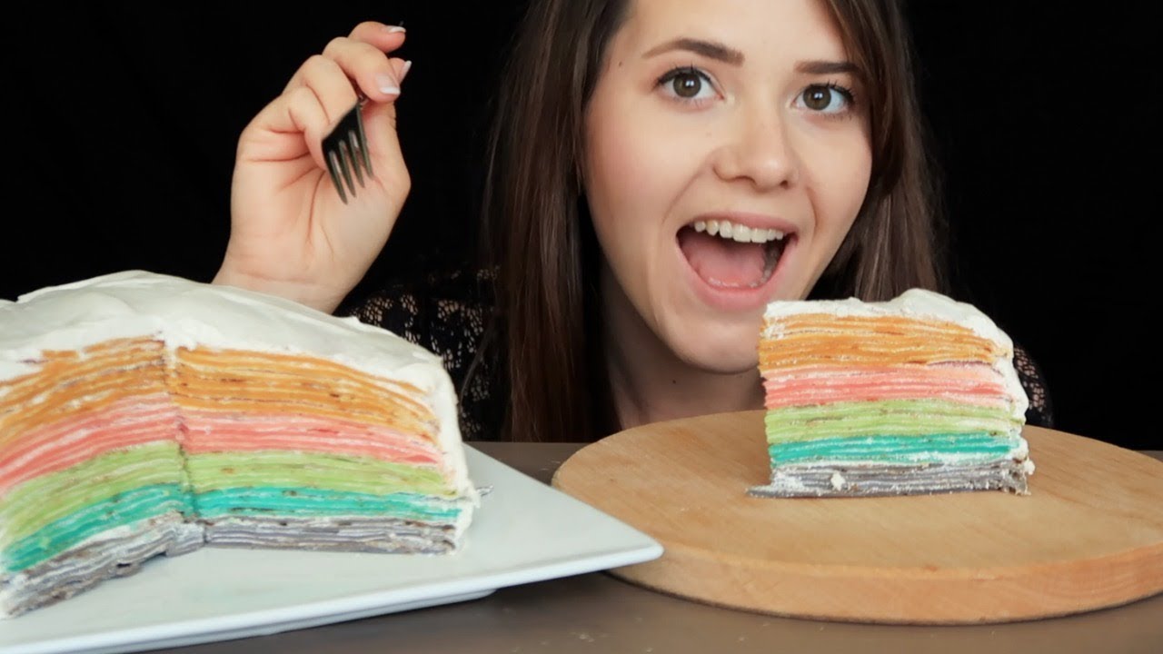 ASMR MUKBANG Crepe Cake 🏳️‍🌈 RAINBOW Edition [deutsch/german]