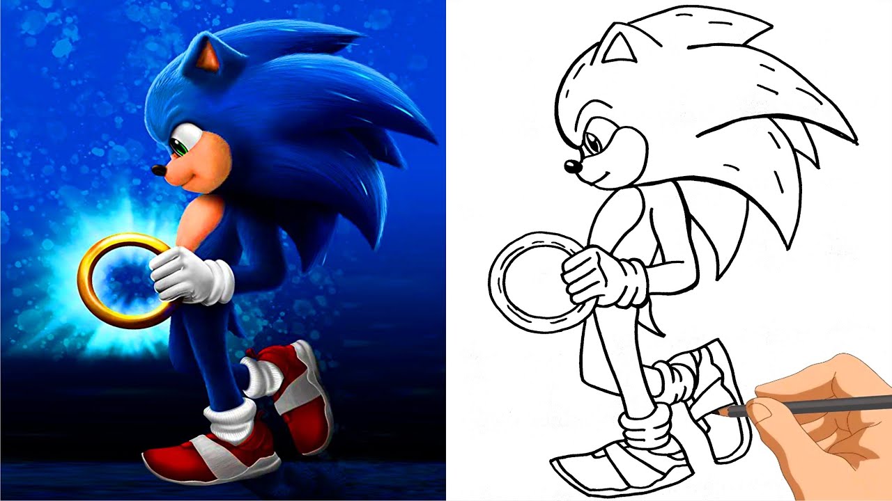 How to draw SONIC The Hedgehog 2020 Sonic Got Rings the movie YouTube
