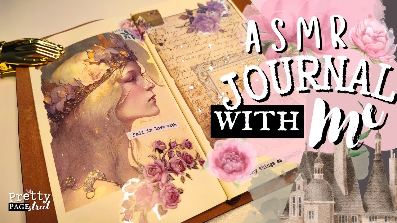 ASMR Journal With Me | Scrapbooking Paper Therapy | Pink Fairy tales | Calming and relaxing