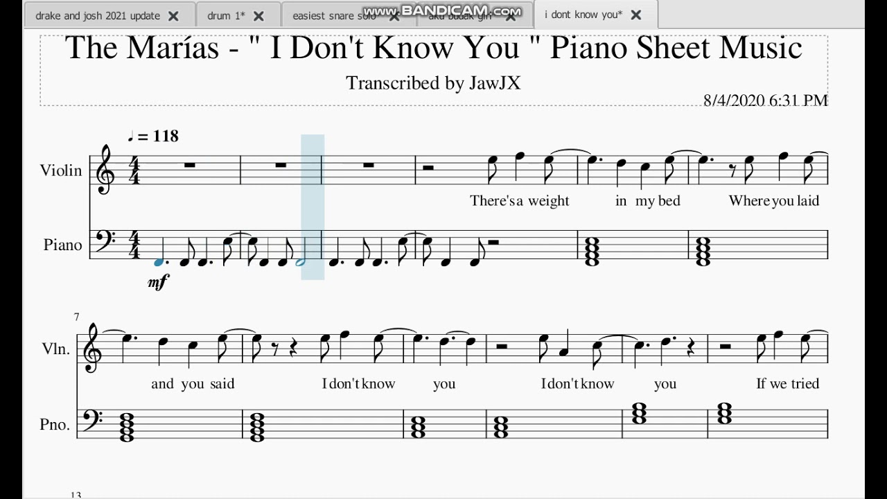 The Marias - " I Don't Know You " Violin Sheet Music - YouTube