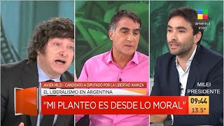 Milei se cruza con periodista que defiende al Banco Central, América TV- 22/09/21