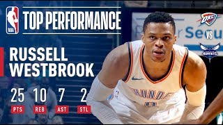 Russell Westbrook Erupts For 25/10/7 in Win vs. Hornets | January 13, 2018