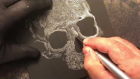 Human Skull original scratchboard art Part 3