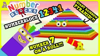 Giant Numberblocks 12,341 Pyramid Rainbow VS Numberblock SEVEN on a ROLL!