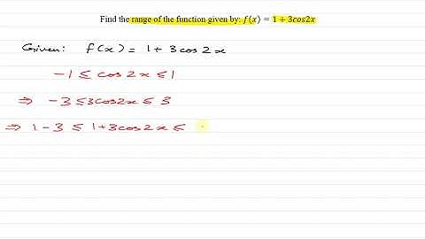 Find the range of the function given by: f(x)=1+3cos2x