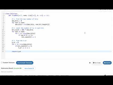 Weekly Contest 369 : Find the K-or of an Array || Solution in Description || C++ || Java || Python