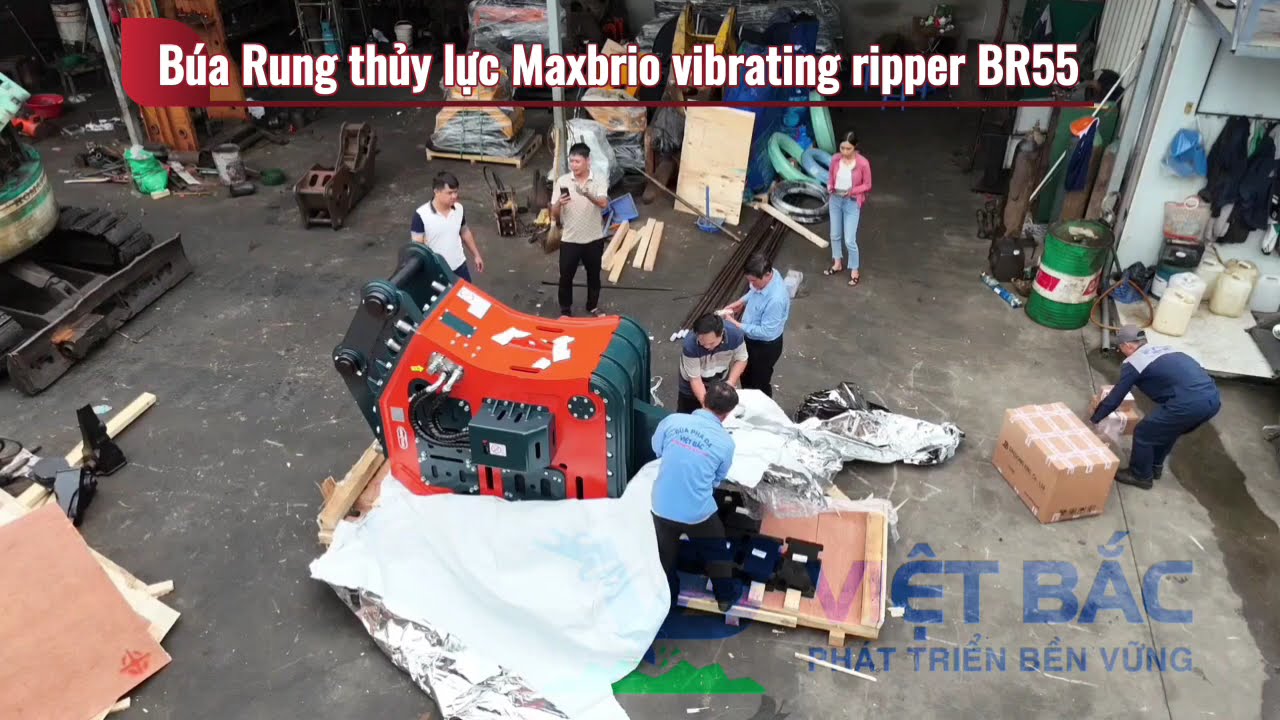 phá tờ rinh Búa Rung thủy lực Maxbrio vibrating ripper BR55,lắp máy xúc đào 45 -55 tấn LiuGong 952E