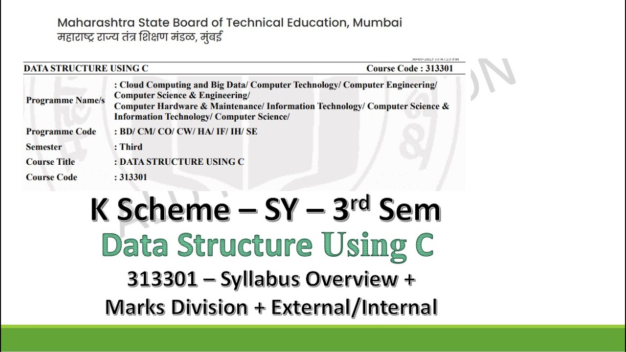 Syllabus Data Structure using C - 313301 | Syllabus Overview| K Scheme ...