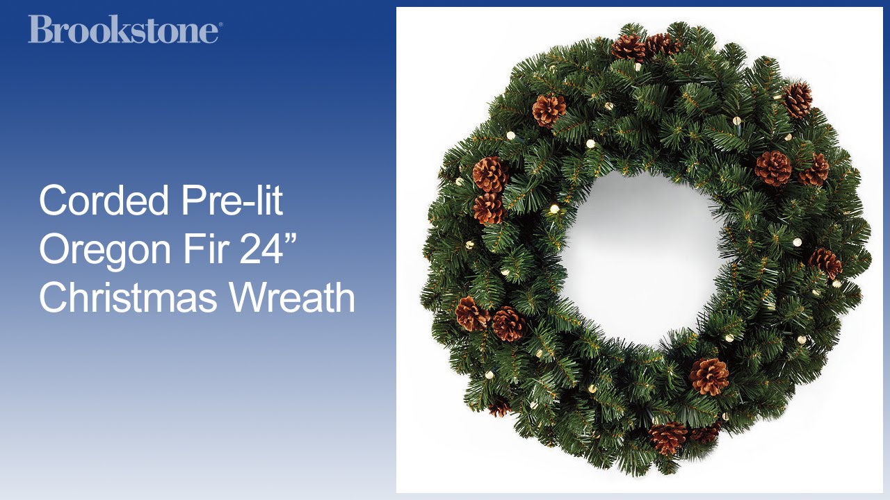 Corded Pre-lit Oregon Fir 24” Christmas Wreath