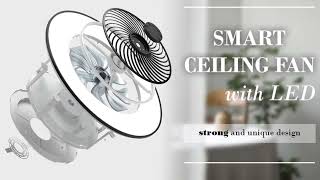 PrimeMall Bladeless Ceiling Fan with Light and Remote Control  Smart LED Dimmable Lighting (Black)