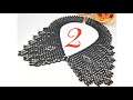 Necklace/Beaded Necklace/Beaded Black Necklace/Колье из бисера/Колье из бусин и бисера/Как сделать/2