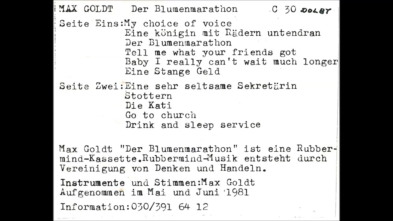 Max Goldt - Der Blumenmarathon (1981)