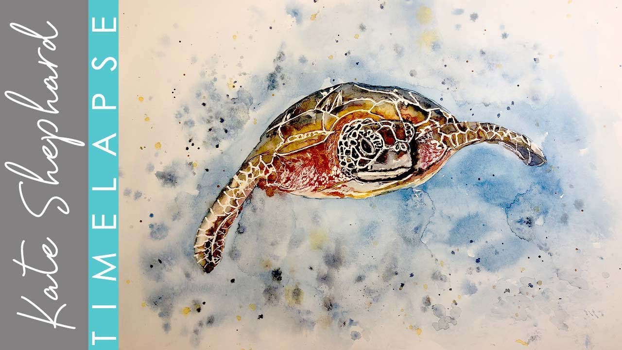 Sea Turtle Painting, Ocean Painting, Sea Life Watercolor, Ocean Life Watercolour, Painting a Turtle