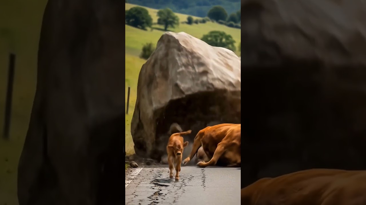 Stone Sudden Fall on Cow & Calf 😢 | Sad Reality 
