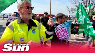 ‘Boycott P&O’ protest BLOCKS vehicles from entering port at Cairnryan