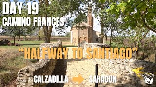 Crossing the 'Halfway' point on the Camino Frances