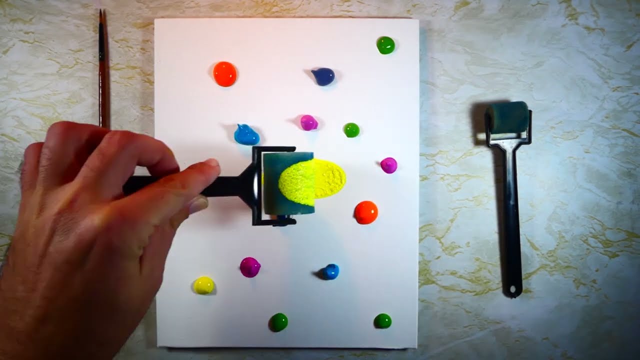 Modern Abstract Painting | Acrylic On Canvas | Sponge Roller | Cozy Rain Sounds | Step By Step