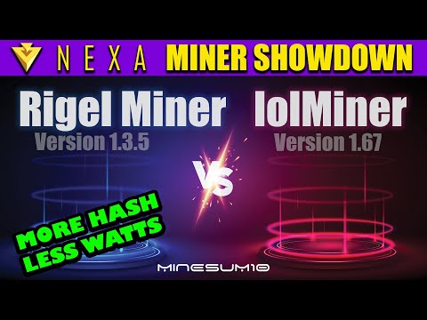 lolMiner 1.67 vs Rigel miner 1.3.5 on Nexa - Overclocks, hashrates, and efficiency