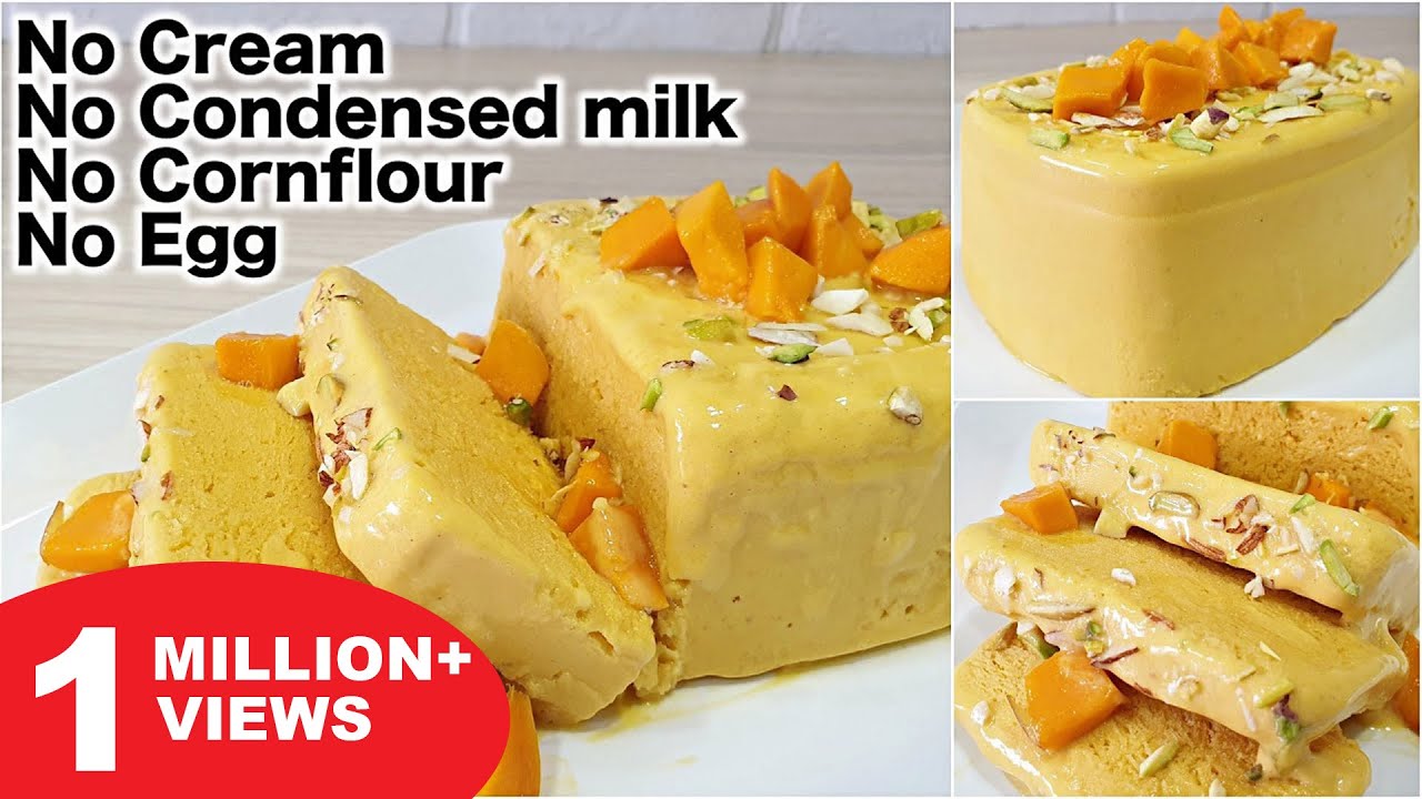 Mango Ice Cream in Lock Down Without Cream, Condensed Milk, Cornflour, Egg | Kanak