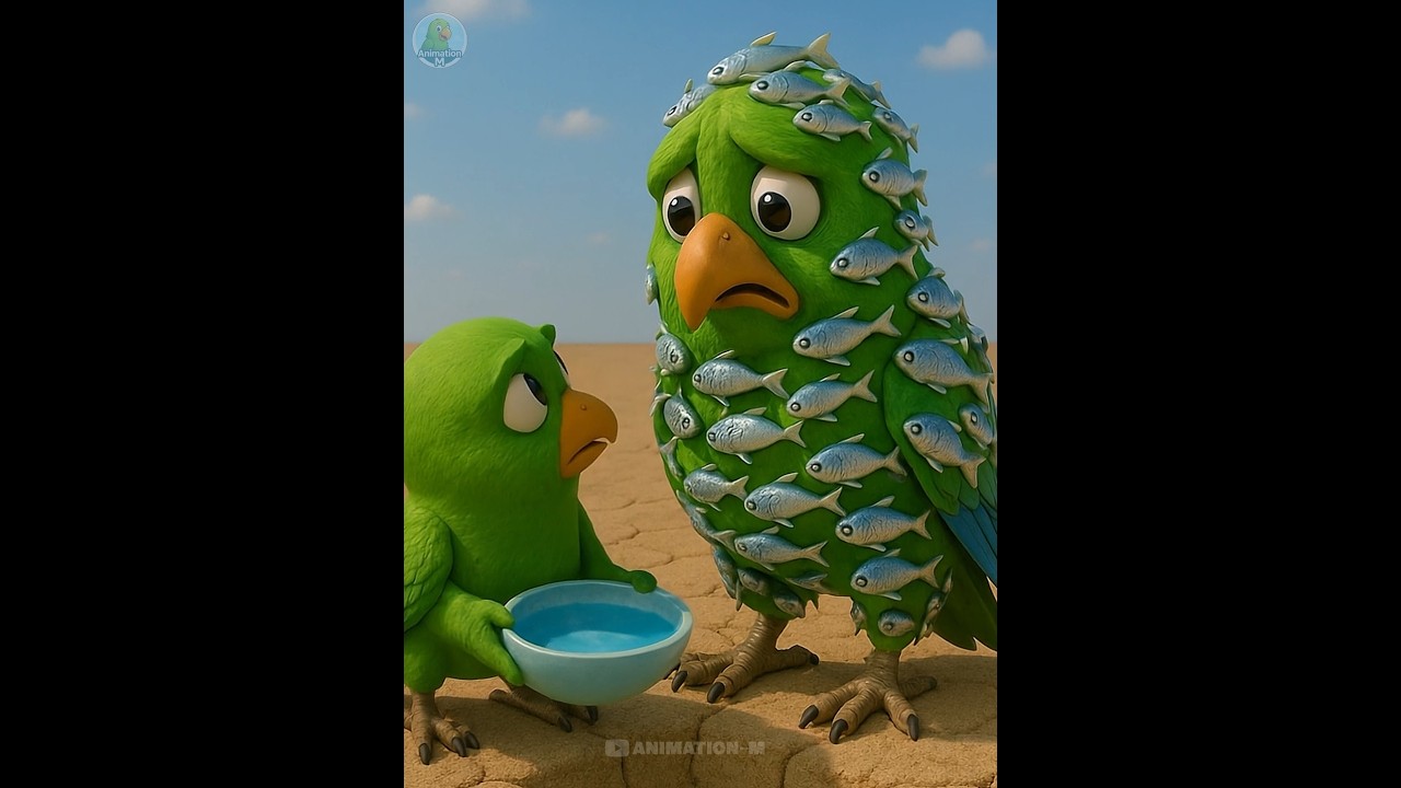 Parrot attacked by fish 😱#parrot #ai
