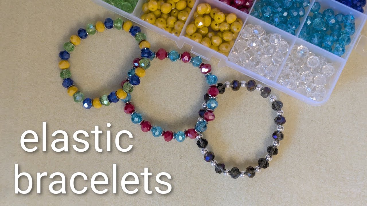 Making Multi Color Elastic Bracelets #jewelrytutorial #bracelet #beads #diyjewelry #diybracelet 