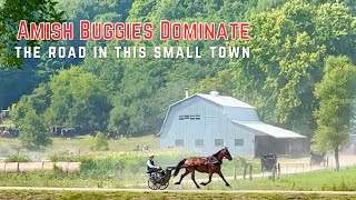 Amish Buggies Dominate the Road in this Small Town!