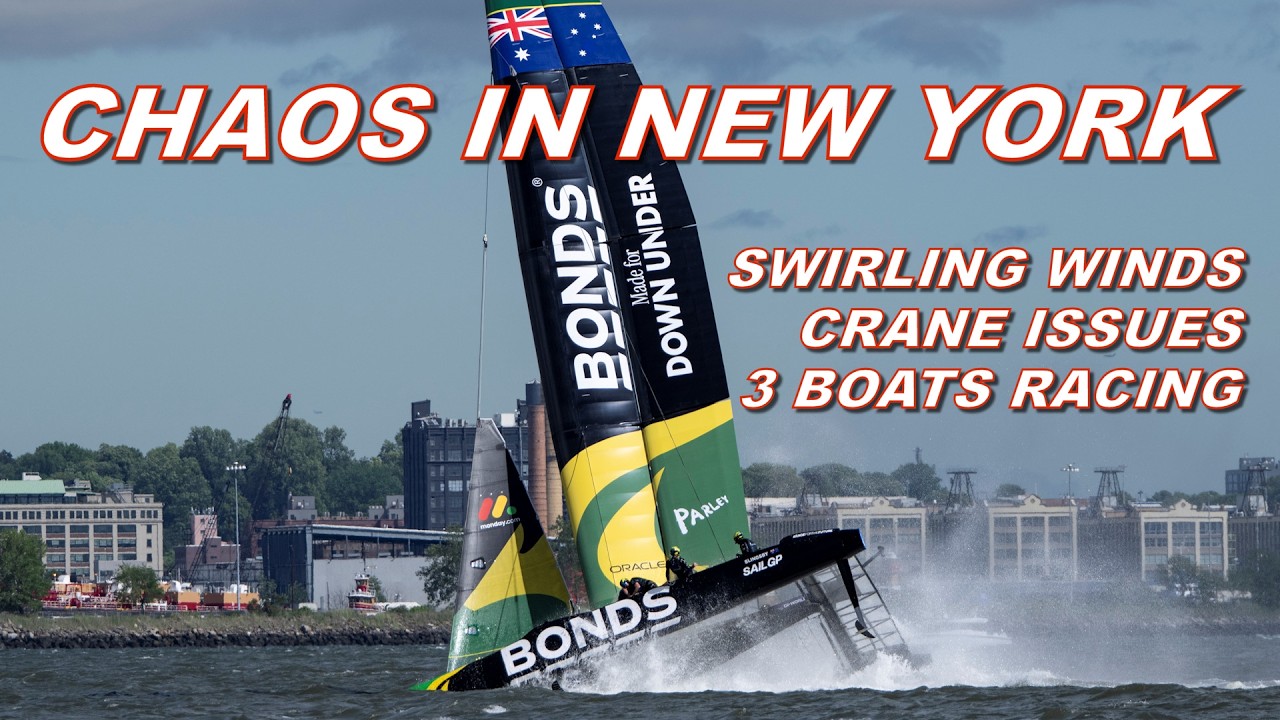 ⁣Bizarre first day at the New York Sail Grand Prix with only 4 boats launched
