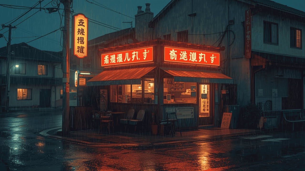 Japanese Lofi Ramen Shop at Night 🌧️ Cozy Rain Vibes