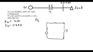 3 phase fault power exam question with transformer, generator and load