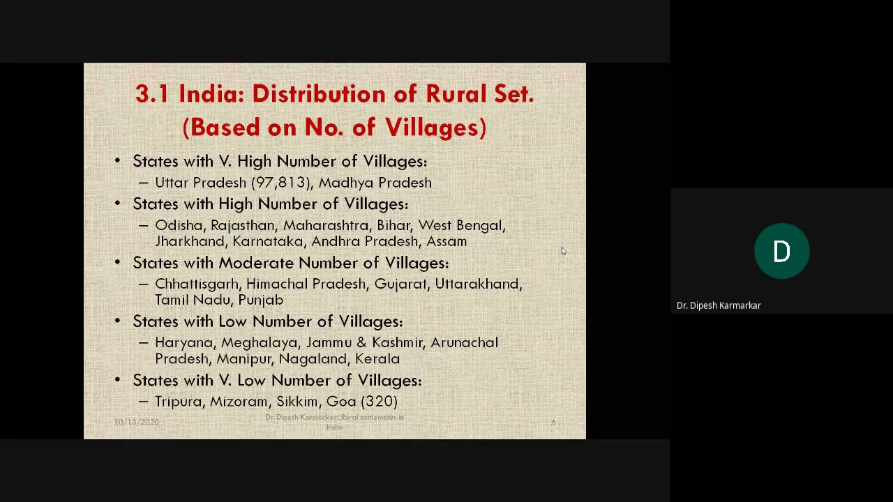 Distribution & Density of Rural Settlements in India