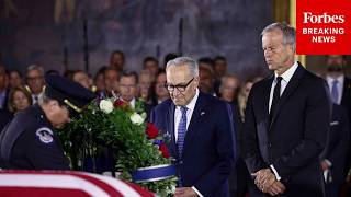 Chuck Schumer And John Thune Participate In Wreath-Laying Ceremony For Lindsey Graham