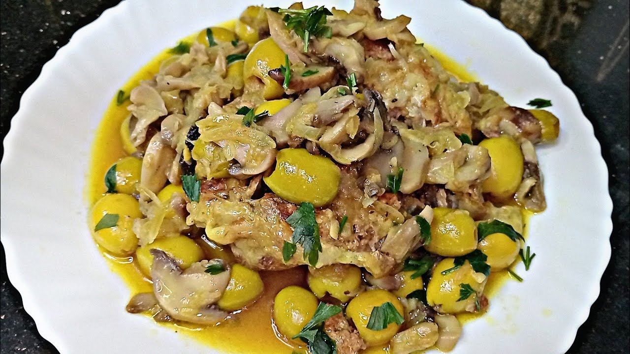 الزيتون باللحم و شامبينيو طبق النهار الاول لرمضان  🌙 و باه الشومبينيو يبقالك ملفوق شوفي كي تحضريه