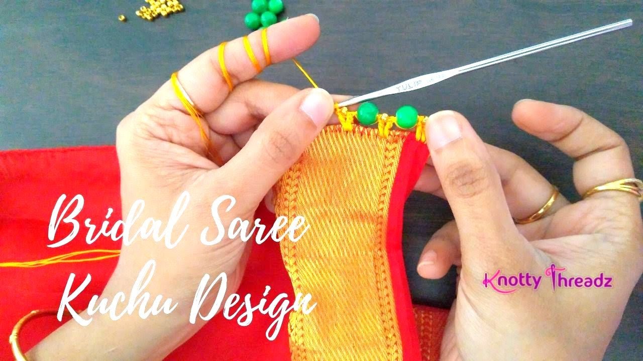 Easy Bridal Saree Kuchu Design | Grand Design Using Glass Beads ...