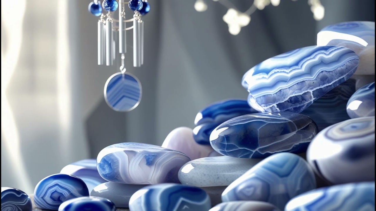 Throat Chakra Sound Bath | Blue Lace Agate Healing with Wind Chimes | 741Hz  