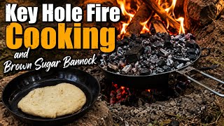 Keyhole Fire Cooking & Brown Sugar Bannock | Using a Carbon Steel Skillet Like a Dutch Oven