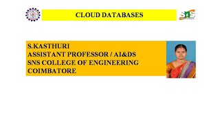 CLOUD DATABASES | KASTHURI S | SNS INSTITUTIONS