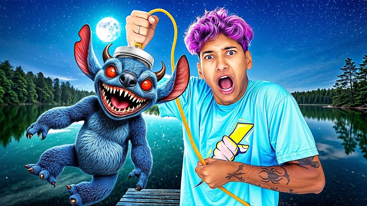 PESQUEI UM STITCH DO MAL NA PESCA MAGNÉTICA AS 3:00 DA MANHÃ!