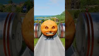 Long Colourful Capsule Buses vs Hydraulic Crush - BeamNG.drive screenshot 5