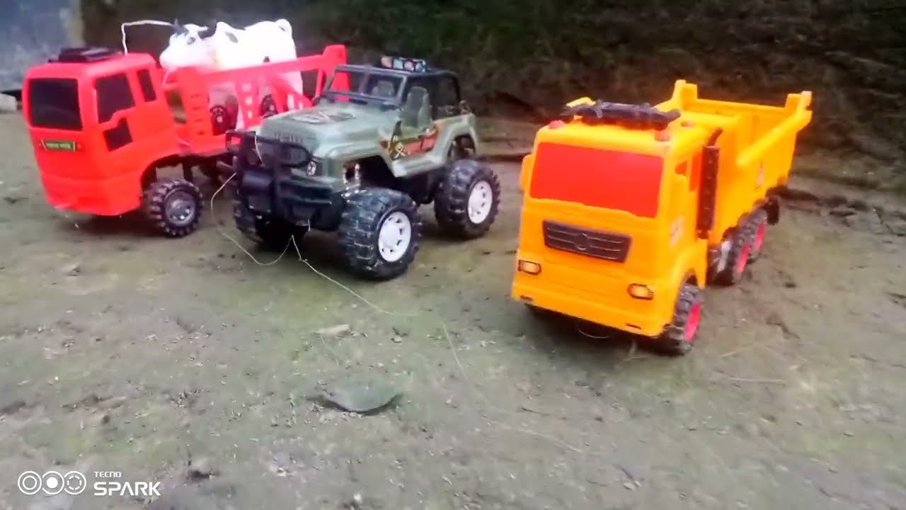 Cartoon toys | Hand driving | tata dump truck |jeep |  AshokLeyland truck | CS TOY BOX 