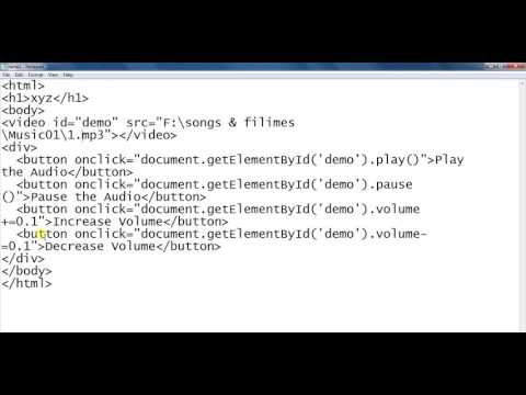 html audio sound increase and decrease buttons create using html tags