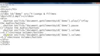 html audio sound increase and decrease buttons create using html tags