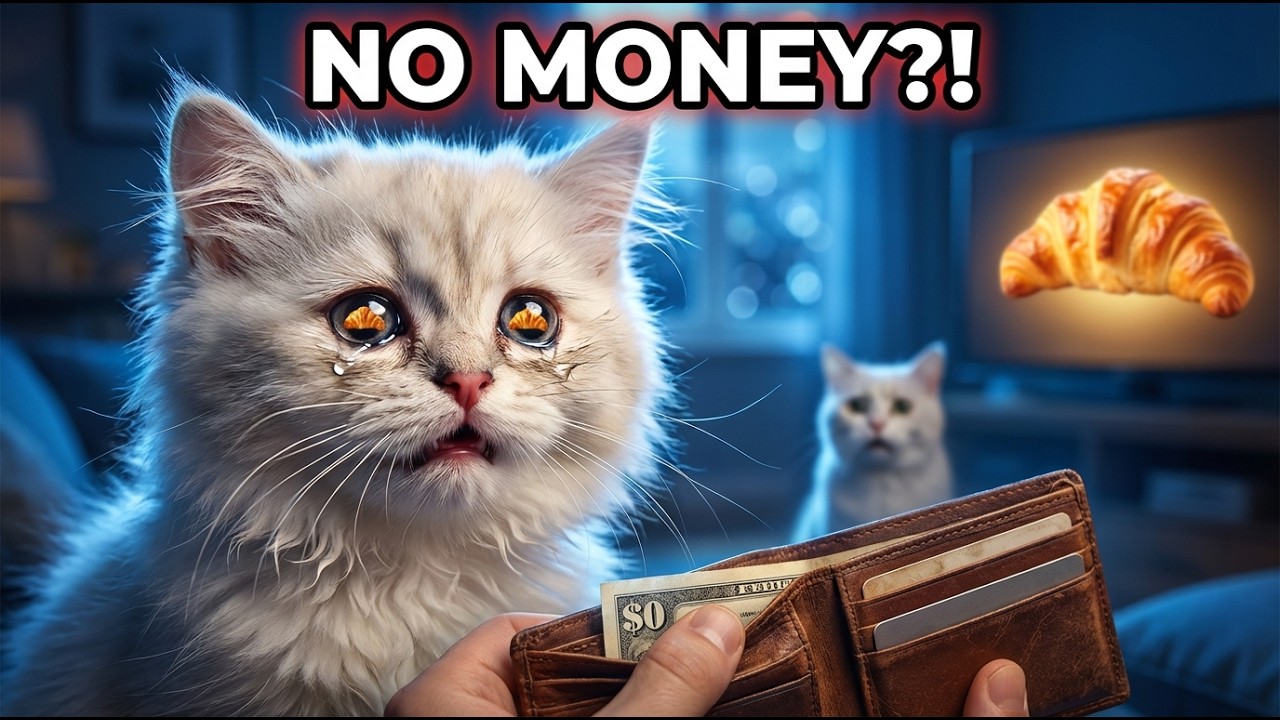 From Broke to Croissants! White Cat’s Paris Dream 🥐🐱