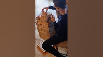 Most Jenga blocks stacked on one vertical block: 1,840 by Auldin Maxwell 🇨🇦 from the #GWR2025 book