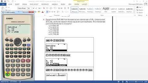 CASIO Financial Calculator Worksheet Q4 - Determining Interest Repayments