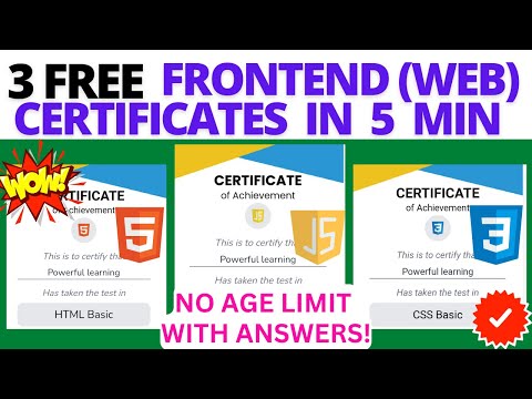 3 FREE FRONTEND CERTIFICATES IN 5 MINUTES | FREE HTML,CSS, JAVASCRIPT CERTIFICATES IN 5 MIN