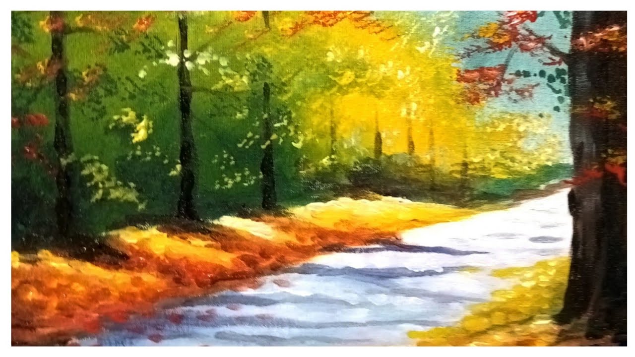 HOW TO PAINT LANDSCAPE/ACRYLIC PAINTING/timelapse - YouTube