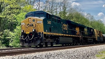 NARROW FONT K5HLA! CSX 5407 leads Q370-19 through Munroe Falls Ohio