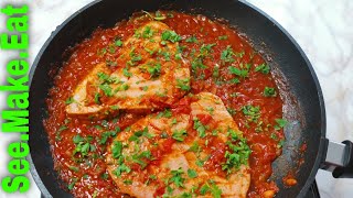 Как приготовить стейк из тунца с чесночно-томатным соусом